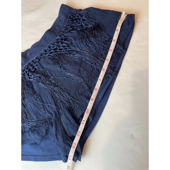 Tobi Womens Fringe Booty Shorts Back Zip Elastic Waist Blue Size Small - Picture 5 of 8